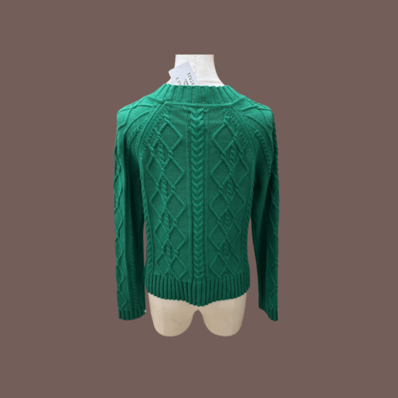 Gap Cable Knit Sweater | Green Cotton | Size XS | Vintage - Picture 2 of 4
